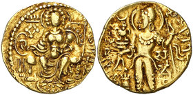 (c. 335-380). India. Imperio Gupta. Samudragupta. 1 dinar. (Fr. 70). 7,49 g. AU. Bonito color. MBC+.