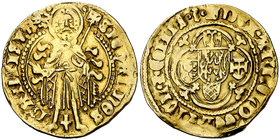 s/d. Países Bajos. Arnold van Egmond (1423-1473). Gelders. 1 florín. (Fr. 56). 3,33 g. AU. Escasa. MBC-.