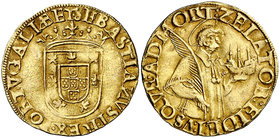 s/d. Portugal. Sebastián I (1557-1578). Lisboa. 1/2 san vicente. (Fr. 38) (Gomes 65.01). 3,70 g. AU. Bella. Ex Numisma 13/12/2016, nº 370. Muy rara. E...