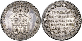 1808. Fernando VII. México. Medalla de Proclamación. Módulo 2 reales. (Ha. 33). 6,71 g. Bella. Ex Colección Manuela Etcheverría. EBC.