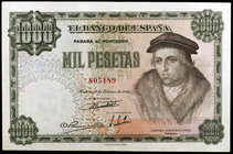 1946. 1000 pesetas. (Ed. D54). 19 de febrero, Vives. Leve doblez, pero buen ejemplar con apresto. Raro. EBC-.