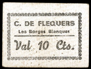 Borges Blanques, les. C. De Flequers. 10 céntimos. (AL. 3568). Cartón. Raro. MBC+.