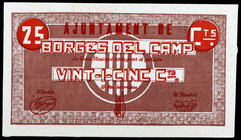 Borges del Camp, les. 25, 50 céntimos y 1 peseta. (T. 586 a 588). 3 billetes, serie completa. Ex Colección José Martí, Áureo 17/11/2004, nº 5395. Raro...