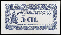 Cornudella de Montsant. 5, 25, 50 (dos) céntimos, 1 (dos) y 2 (dos) pesetas. (T. 1029, 1030, 1031, 1033, 1034 y 1036 var). 8 billetes, una serie compl...