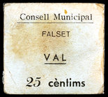 Falset. 10 y 25 céntimos. (T. 1131 y 1136). 2 cartones. Restos de celofán. Raros. BC/BC+.