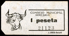 Banicarló (Castellón). 50 céntimos y 1 peseta. (T. 320a y 321a) (RGH. 1072 y 1073). 2 cartones, serie completa. Restos de celofán. Escasos. MBC-/MBC....