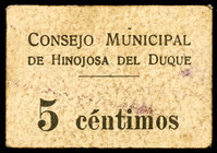 Hinojosa del Duque (Córdoba). 5, 10, 25 (dos) y 50 céntimos. (KG. 410, 410a y falta) (RGH. 2862, 2863, 2865 y 2866). 5 cartones, dos con roturas. Raro...