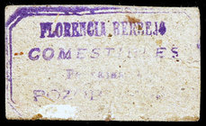 Pozoblanco (Córdoba). Florencia Berbejo Comestibles. 10 céntimos. (KG. falta) (RGH. falta). Valor manuscrito en reverso. Raro. BC+.