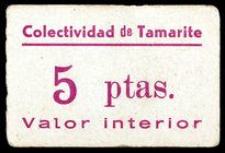 Tamarite (Huesca). Colectividad. 5, 10 céntimos, 1, 5 y 10 pesetas. (T. 355, 356, 358, 361 y 362) (RGH. 4963, 4964, 4967, 4969 y 4970). Serie de 5 car...