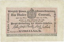 Altdeutsche Staaten und Länderbanken bis 1871
Preußen, Hauptverwaltung der Staatsschulden 1 Taler Courant 6.5.1824 Pi./Ri. A 208 III