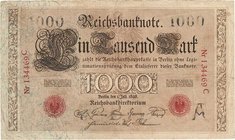 Deutsches Reich bis 1945
Reichsbanknoten und Reichskassenscheine 1874-1914 1000 Mark 1.7.1898. Serie A / C Ro. 18 III