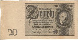 Deutsches Reich bis 1945
Deutsche Reichsbank 1924-1945 20 Reichsmark 22.1.1929. Wz. Ornamentstreifen. Ohne KN und ohne Udr.-Bst. Möglicherweise aus e...