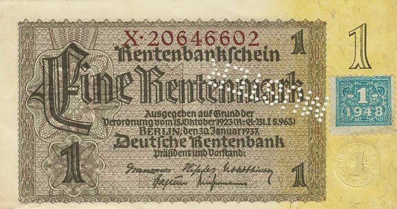 Deutsche Demokratische Republik
Kuponausgaben zur Währungsreform 1948 1 Rentenm...