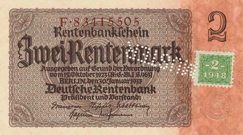 Deutsche Demokratische Republik
Kuponausgaben zur Währungsreform 1948 2 Rentenm...
