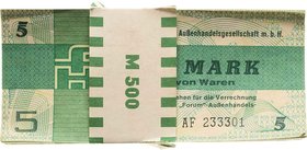 Deutsche Demokratische Republik
Forum-Außenhandelsgesellschaft 5 Mark 1979. In Originalbanderole (leicht eingerissen). Fortlaufende Nummern von AF 23...