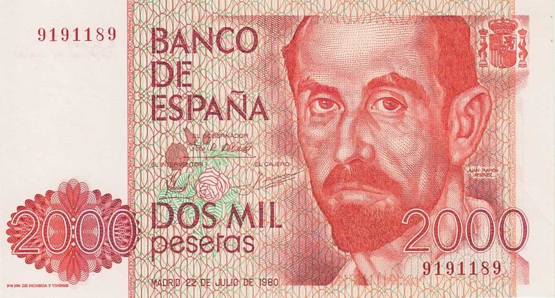 Ausland
Spanien 2000 Pesetas 22.7.1980. 500 und 1000 Pesetas 17.9.1971, 500 Pes...