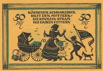 Städte und Gemeinden
Bad Köstritz (Thür.) 4x 50 Pfennig o.D. (1921). Gemeinde. Papier weiß, Druck schwarz, Udr. gelb, mit KN unter 1000, 4x 40 Pfenni...