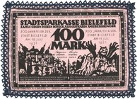 Städte und Gemeinden
Bielefeld (NRW) Kleine interessante Sammlung von Bielefelder Stoffgeld. Dabei: 25 Mark 15.7.1921 Seide - 13x, verschiedene Varia...