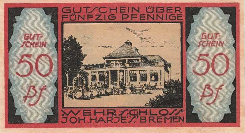 Städte und Gemeinden
Bremen 50 Pfennig (2x Serie A und 2x Serie B) o.D. (1921) ...