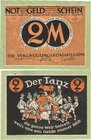 Städte und Gemeinden
Düsseldorf (NRW) 2 und 5 Mark 28.12.1921 - Die Vergnügungskommission Grab./Mehl 301.1 2 Stück. Äußerst selten. I-