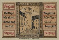 Städte und Gemeinden
Glogau (Schles./Polen) 5x 50 Pfennig 1.12.1920 - Stadt. Unterdruck hellbraun, Papier weiß, sämisch, grau, graublau und gelborang...