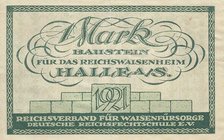 Städte und Gemeinden
Halle/Saale (S-A) 1 Mark 1921. Reichsverband für Waisenfürsorge - Baustein Grab./Mehl 508.1 Sehr selten. Oben kl. Einriss, II-II...