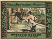 Städte und Gemeinden
Höxter (NRW) 6x 75 Pfennig o.D. (1922) - Drogerie Necker. Ohne KN Grab./Mehl 617.1 b 6 Stück Sehr selten. I