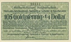 Städte und Gemeinden
Kaufbeuren (Bay.) 105 Goldpfennig 8.11.1923. Mechanische Baumwoll-Spinnerei & Weberei in Kaufbeuren. Mit und ohne KN Mül. 2770 2...