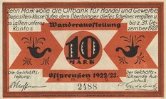Städte und Gemeinden
Königsberg (OPr/Russland) 10 Mark o.D.-31.12.1922. Wanderausstellung Ostpreußen GmbH Grab./Mehl 724.1 Selten. I