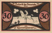 Städte und Gemeinden
Kurzenmoor (SH) 20, 30, 40, 60, 70 und 80 Pfennig o.D. (1921)-31.12.1921, Format 100 x 65 mm und 80 Pfennig, Format 84 x 54 mm, ...