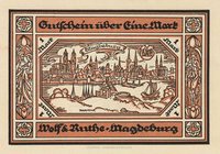 Städte und Gemeinden
Magdeburg (S-A) 1 Mark 1921/22. Wolf & Ruthe. Unterdruck braun und gelb Grab./Mehl 858.1 und 2 2 Stück. I und fast II