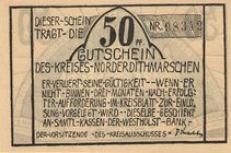 Städte und Gemeinden
Norder-Dithmarschen (SH) 20 und 50 Pfennig o.D. (1921), mit KN. 20 Pfennig - 1 Zeile 57 mm, 20 Pfennig - 1 Zeile 59 mm, 50 Pfenn...