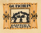 Städte und Gemeinden
Weimar (Thür.) 50 Pfennig o.D.-31.12.1921. Gasthaus zum Löwen Grab./Mehl 1393.1 Sehr selten. I-