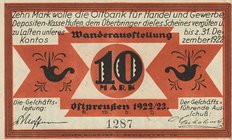 Notgeldscheine
Lot-19 Stück Ostpreußen Dabei: Allenstein - 10 Mark 30.10.18, 50 (2x versch.) Mark 1.11.18 - Magistrat und 500.000 Mark 24.8.23 - Hand...