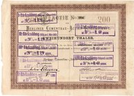 Deutschland
Berlin, Berliner Cementbau-Aciten-Gesellschaft Aktie über 200 Taler 1.3.1874. Inhaberaktie. Mit Prägestempel der Firma. 9 Rückzahlungsste...
