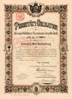 Deutschland
Dessau (S-A), Dessau-Wörlitzer Eisenbahn-Gesellschaft Prioritäts-Obligation über 1000 Mark 1.7.1894. 4-seitige Aktie mit einer Anweisung....