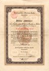 Deutschland
Halle/Saale, Zoologischer Garten A.G. Aktie über 250 Mark 10. Dezember 1901. Mittig mit einem Löwenkopf im Oval. Datum handschriftlich ei...
