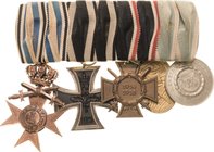 Ordensspangen
Spange mit 5 Auszeichnungen Bayern - Militärverdienstkreuz 3. Klasse mit Krone und Schwertern. Preußen - Eisernes Kreuz 1914, 2. Klasse...