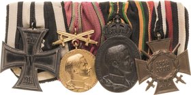 Ordensspangen
Spange mit 4 Auszeichnungen Preußen - Eisernes Kreuz 1914 2. Klasse. Sächsische Herzogtümer - Medaille des Sachsen-Ernestinischen Hauso...