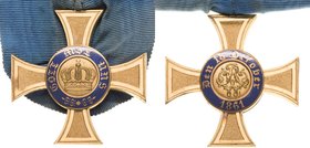 Orden deutscher Länder Preußen
Königlicher Kronen-Orden, Kreuz 4. Klasse Verliehen 1867-1918. Bronze vergoldet. 42,5 x 42,4 mm, 18,7 g (mit Band). Am...