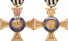 Orden deutscher Länder Preußen
Königlicher Kronen-Orden, Kreuz 4. Klasse mit Genfer Kreuz Verliehen 1872-1874. Bronze vergoldet und emailliert. 42 x ...
