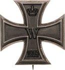 Orden deutscher Länder Preußen
Eisernes Kreuz 1914, 1. Klasse Verliehen 1914-1924. Eisen geschwärzt, Silber. 42,8 x 42,8 mm, 18,5 g. Links neben der ...