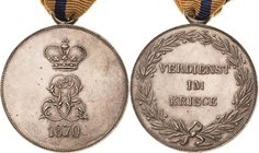Orden deutscher Länder Schwarzburg-Rudolstadt
Ehrenmedaille für Kriegsverdienst 1870 Verliehen 1870-1907. Silber. 37,5 mm, 27,2 g. Am Band OEK 2764 S...