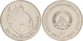 Kursmünzen
 5 Mark 1983. Wartburg Jaeger 1586 Stempelglanz