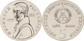 Gedenkmünzen
 5 Mark 1986. Kleist Jaeger 1611 Stempelglanz