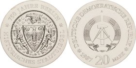 Gedenkmünzen
 20 Mark 1987. Stadtsiegel Jaeger 1617 Zaponiert, vorzüglich-Stempelglanz