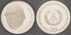Gedenkmünzen Polierte Platte
 20 Mark 1978. Herder. Im verplombten Originaletui Jaeger 1570 Polierte Platte