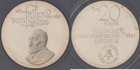 Gedenkmünzen Polierte Platte
 20 Mark 1981. Stein. Im verplombten Originaletui Jaeger 1579 Polierte Platte