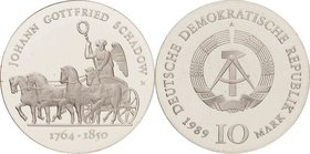 Gedenkmünzen Polierte Platte
 10 Mark 1989. Schadow. Lose in Kapsel Jaeger 1629 Polierte Platte