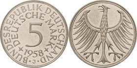 Kursmünzen
 5 DM 1958 J Jaeger 387 Selten. Sehr schön